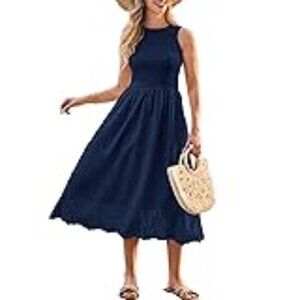 Grace Karin Midi dress navy blue with pockets